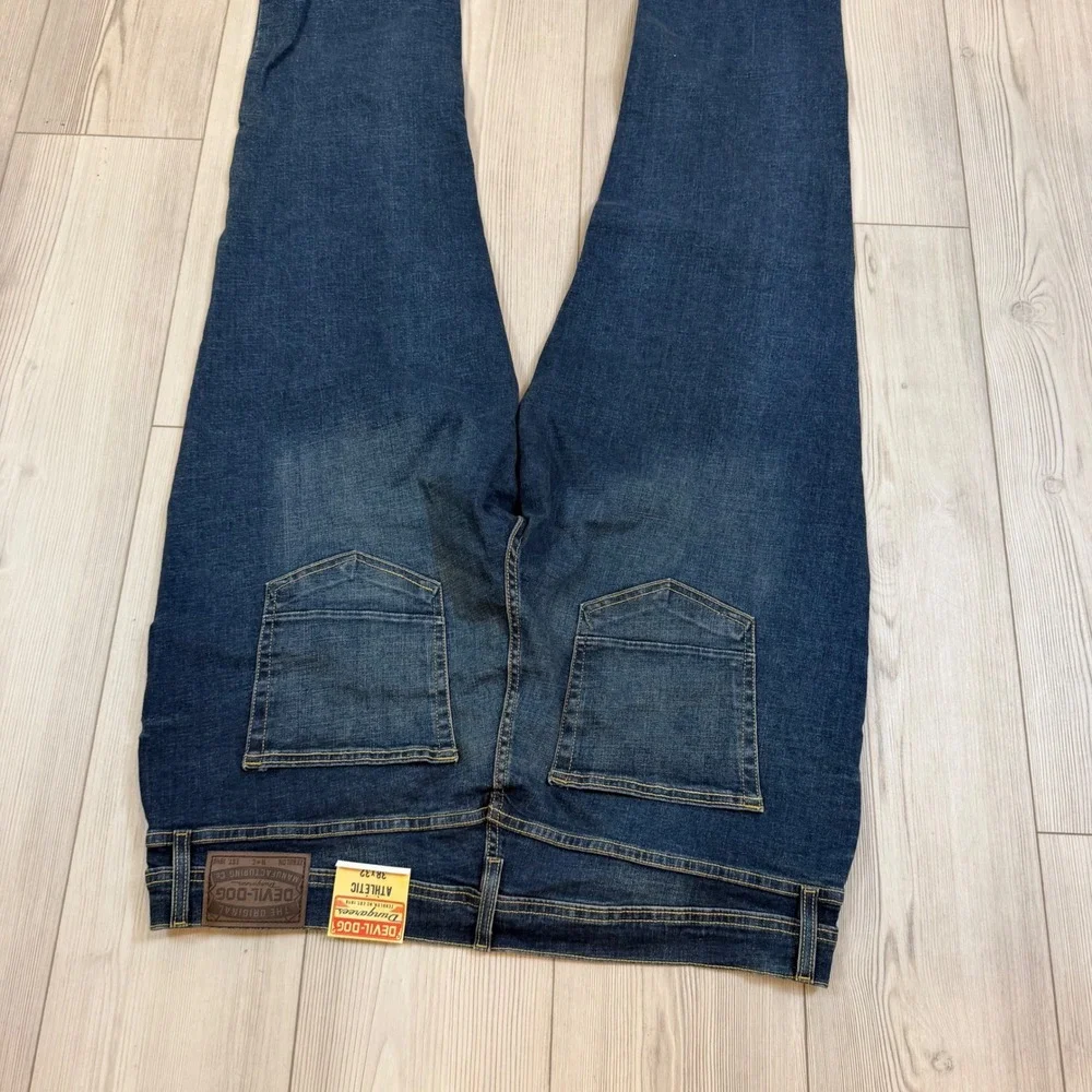 Devil-Dog Dungarees Mens Athletic Fit Tapered Leg Jeans Blue 38x32 NWT DD5001